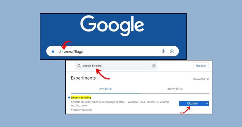 Disable Smooth Scrolling: