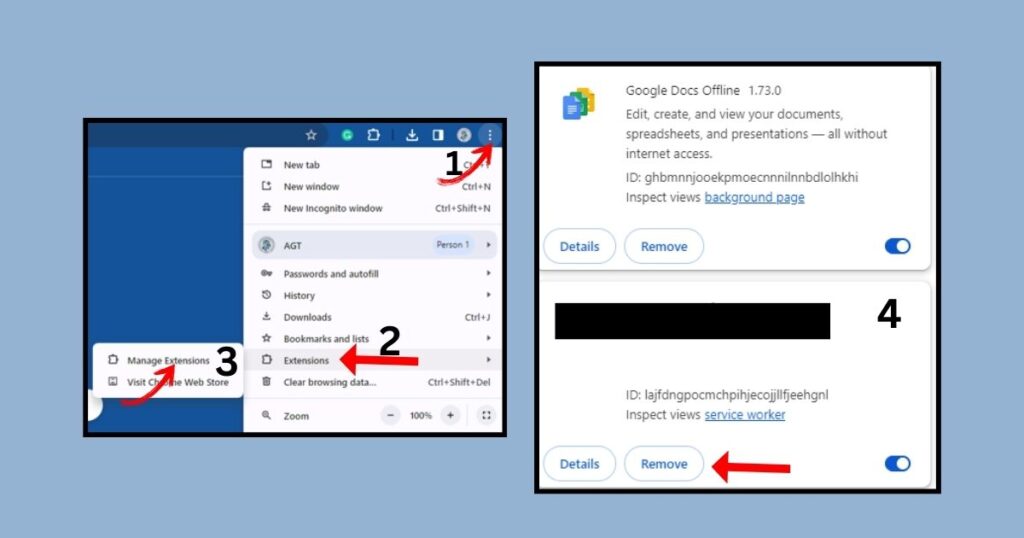 Uninstall Scrolling Extensions